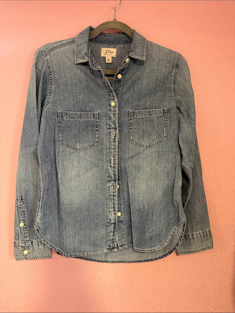 J. Crew Denim Button-Up Shirt in Light Blue Wash